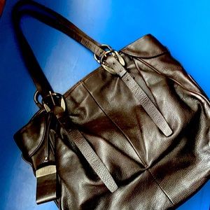 Francesco Biasia Chocolate Brown Pebbled Leather Gorgeous Handbag Purse